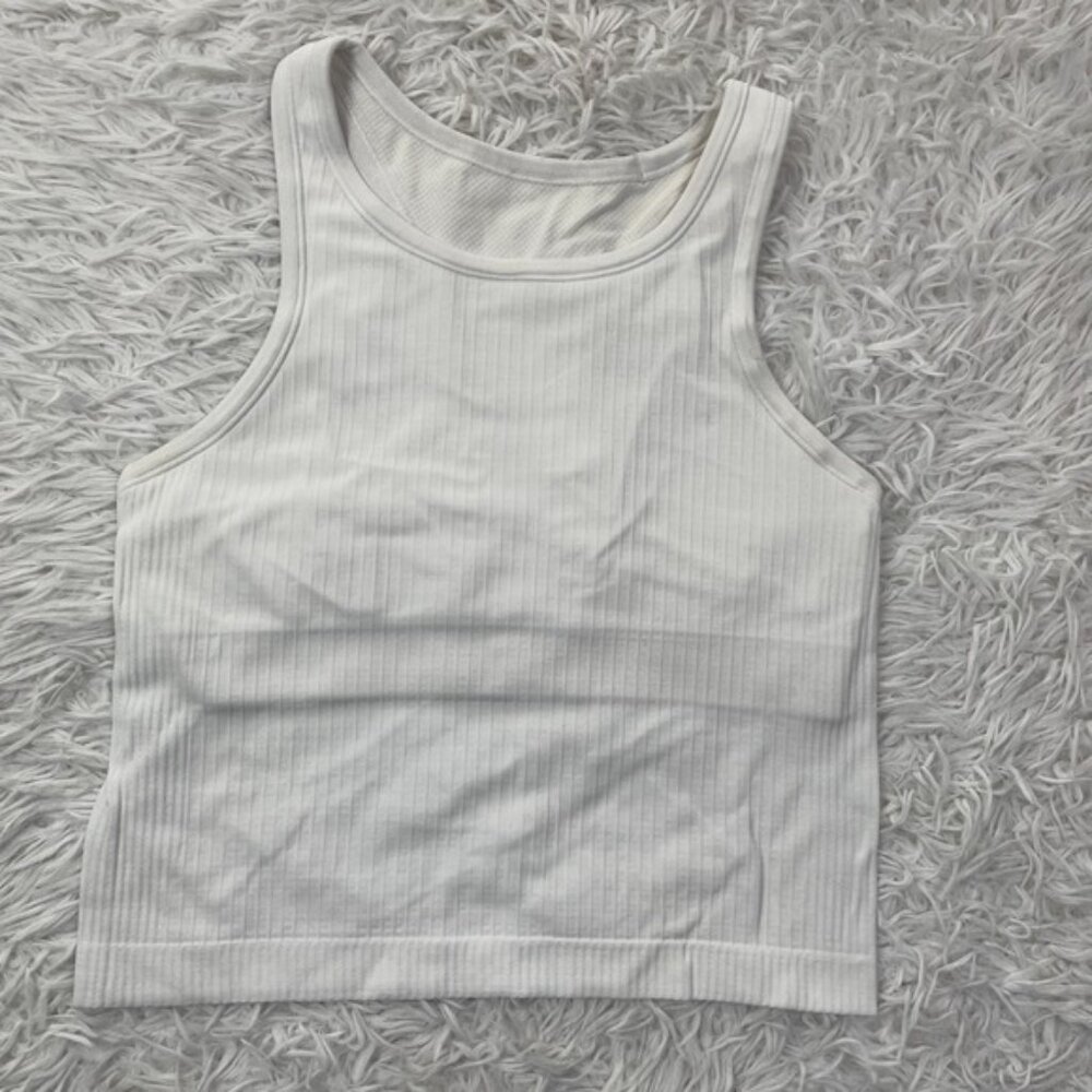 Lululemon Shirt Womens 6 White Ebb to Street Crop Tank Top Light Support Racer